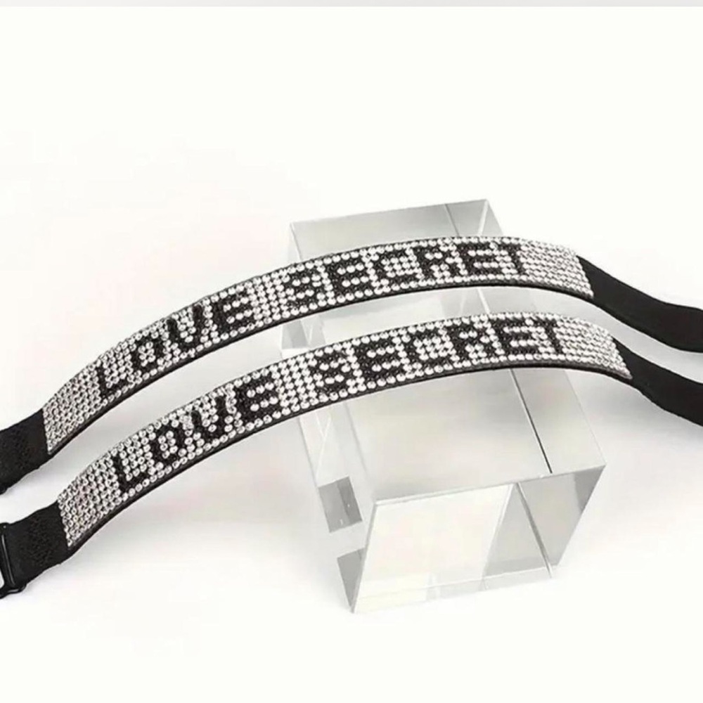 LOVE Crystal Embellished Black bra straps